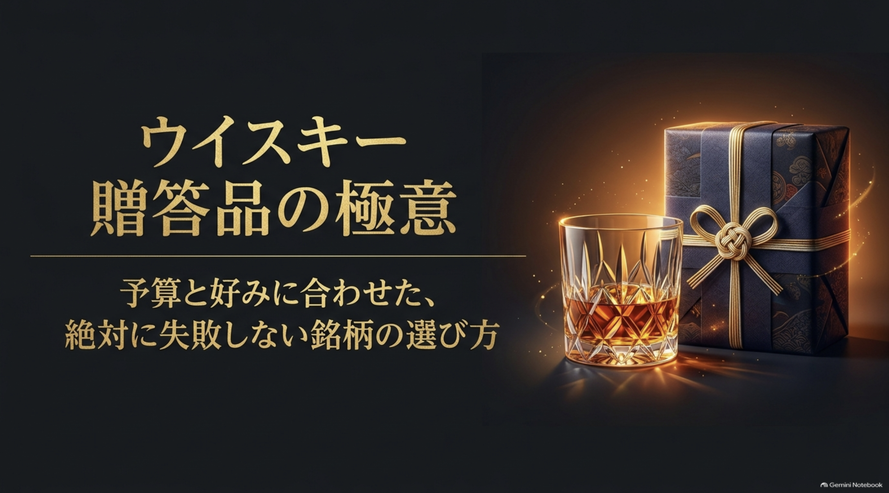 ウイスキーの贈答品を予算と相手の好みに合わせて選ぶポイントを示した表紙