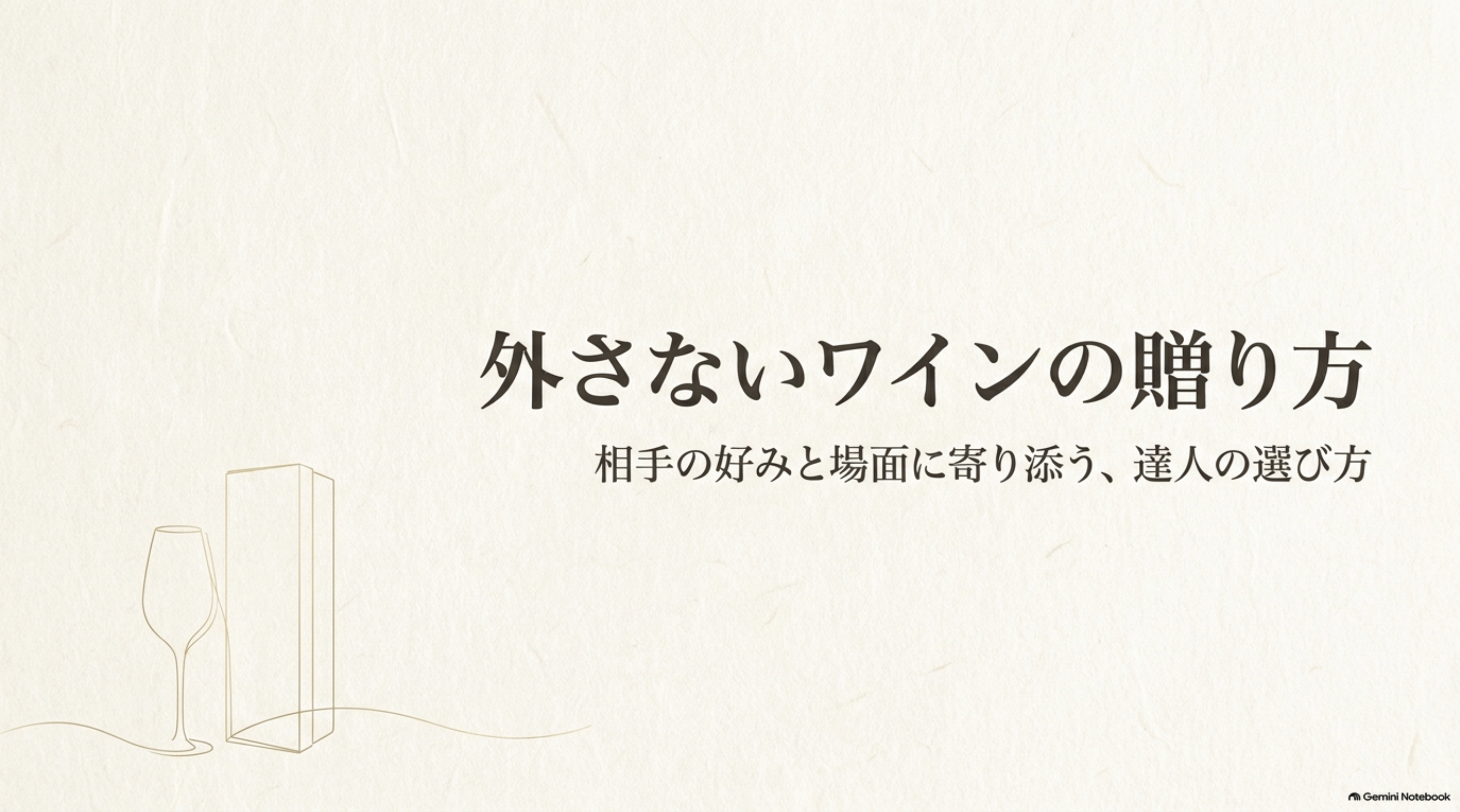 相手の好みと場面に寄り添う外さないワインの贈り方を解説するタイトル画像
